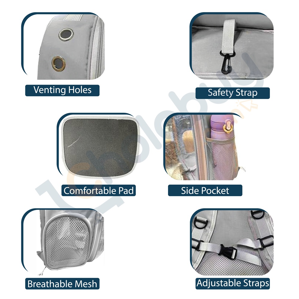 Pet Bubble Backpack Carrier with Built-in Harness | Ideal for Cats, Small Dogs & Rabbits - Image 4